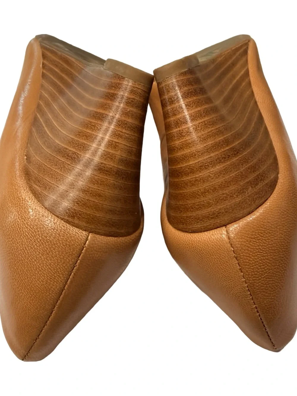Franco Sarto Voyage Natural Leather Peep Toe Wedge Pumps Size 7.5M